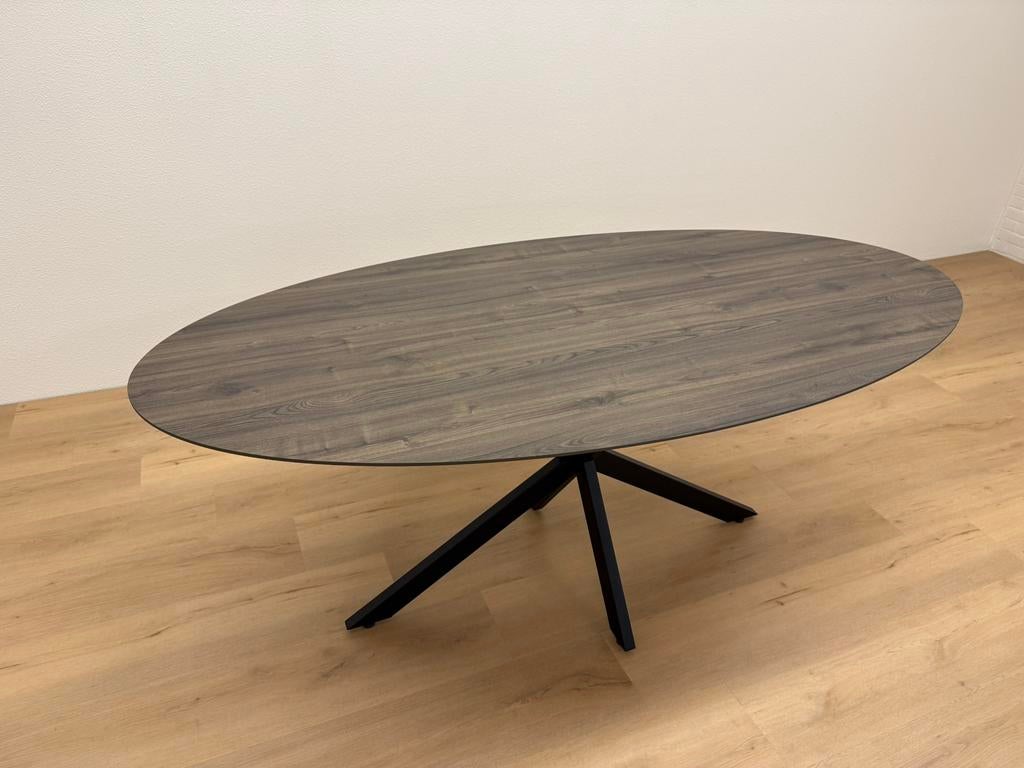 Ovale eettafel HPL hout 180x90 - Direct Leverbaar, Zo goed als nieuw, 150 tot 200 cm, Betaalbaar-Design, Ovaal