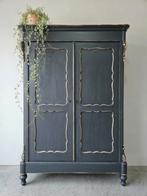 Antieke brocante zwarte Biedermeier meidenkast vintage kast, Ophalen of Verzenden