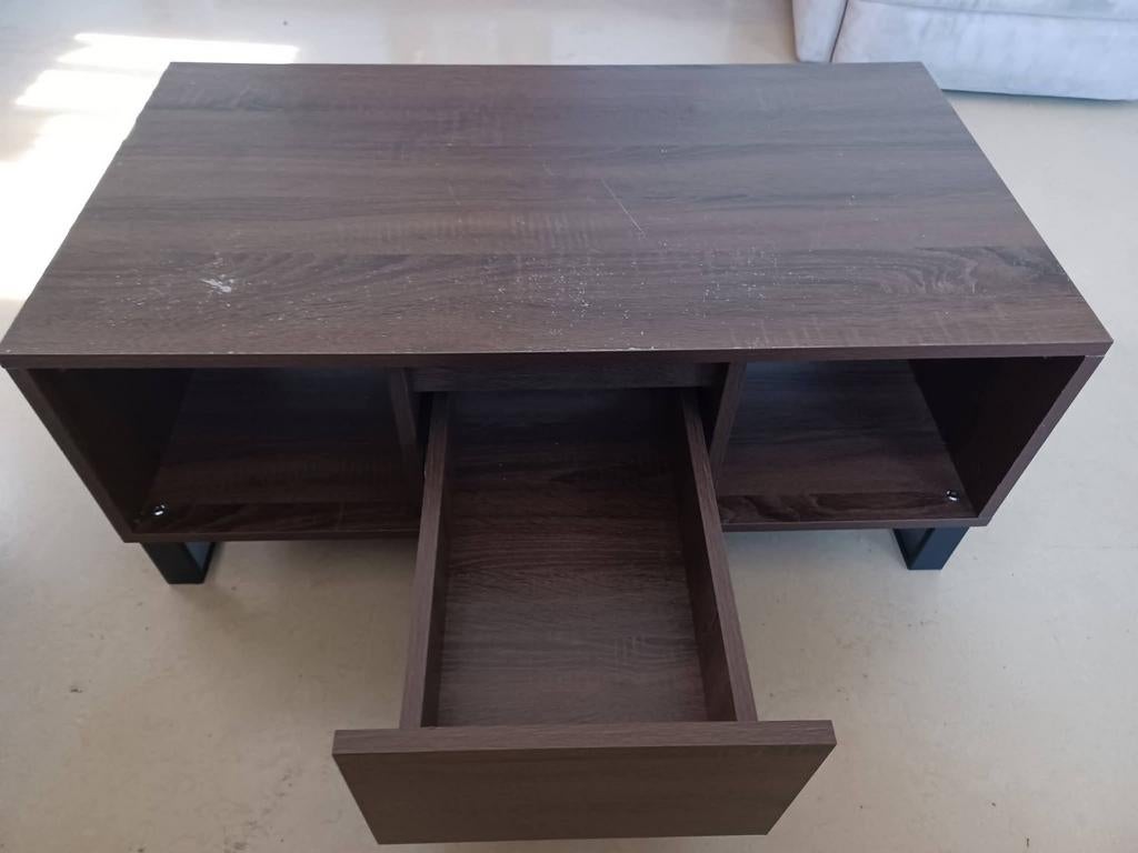 Bruine salontafel, Gebruikt, 100 tot 150 cm, Minder dan 50 cm, Rechthoekig