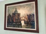 Olieverfschilderij van A. Brouwer - Havenstadsgezicht, Ophalen
