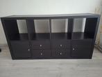 IKEA Kallax Kast Zwart/Bruin 147x77 cm met deuren en lades, Ophalen