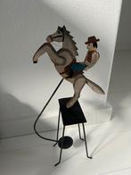 Vintage houten cowboy op steigerend paard - kinetisch beeld, Ophalen