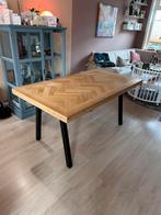 Loods 5 visgraat eiken eettafel massief - 160 x 90 x 5 cm, Ophalen, Gebruikt, Eikenhout, 50 tot 100 cm