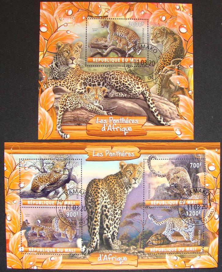 - 761 - 2 Blokken met Panters., Postzegels en Munten, Postzegels | Thematische zegels, Gestempeld, Dier of Natuur, Verzenden