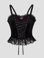 Gothic top Y2K stijl backless zwart met donkerrood, Maat 38/40 (M), Zwart, Nieuw, Ophalen of Verzenden