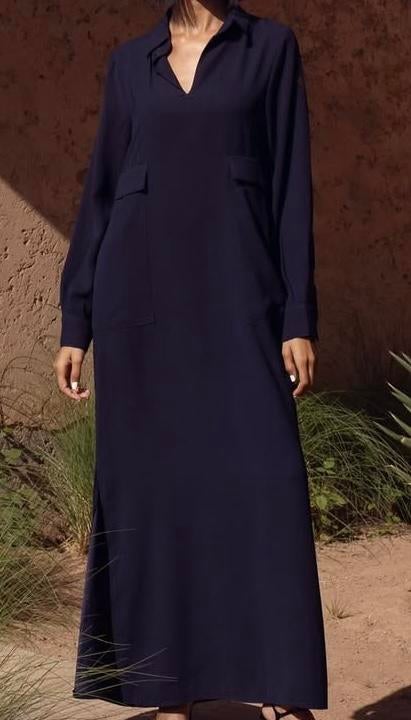 Cafta clothing matte navy dress, Maat 38/40 (M), Overige typen, Blauw, Nieuw