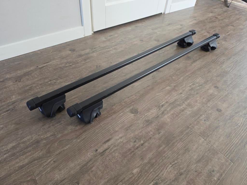 Thule Dakdragerset (SquareBar) – 120 cm – Voor open dakrails, Auto diversen, Ophalen of Verzenden, Gebruikt