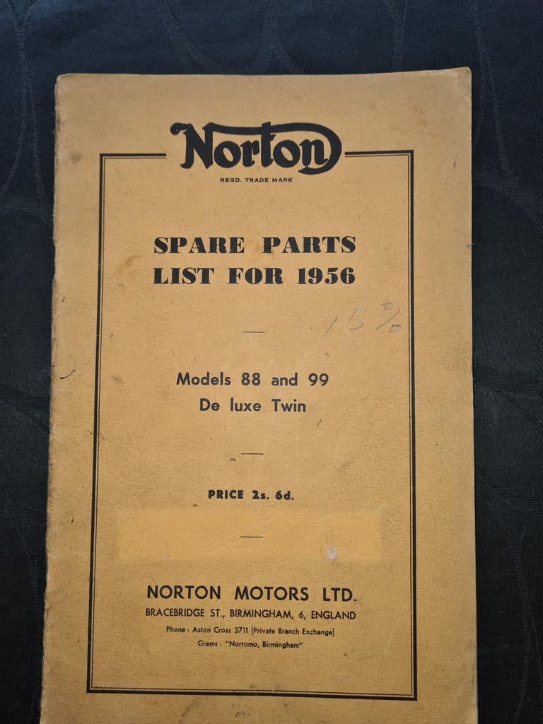 Norton onderdelenlijst 1956 Models 88 en 99, Verzenden