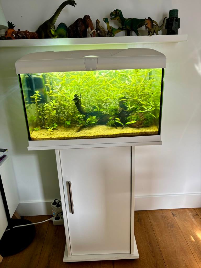 Ferplast Capri 60L aquarium incl Juwel meubel en toebehoren, Ophalen, Gebruikt, Gevuld zoetwateraquarium