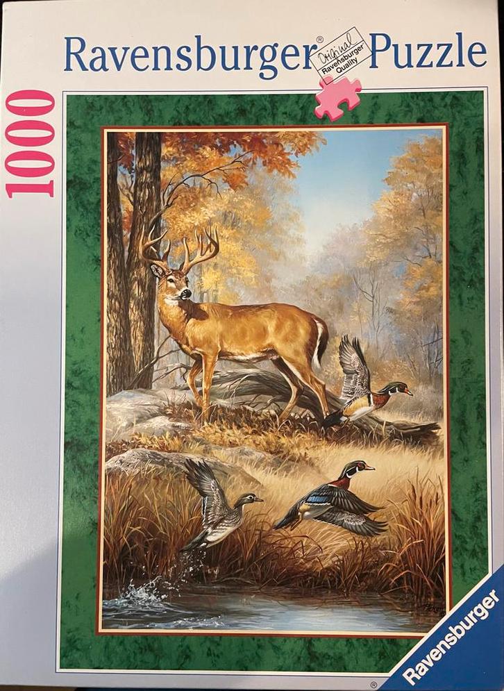 Ravensburger Legpuzzel 1000 stukjes - Hert en eenden, Hobby en Vrije tijd, Denksport en Puzzels, Gebruikt, Legpuzzel, 500 t/m 1500 stukjes