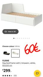 Ikea FLEKKE bedbank met 2 lades - uitstekende staat, Eenpersoons, Wit, Ophalen of Verzenden, Zo goed als nieuw