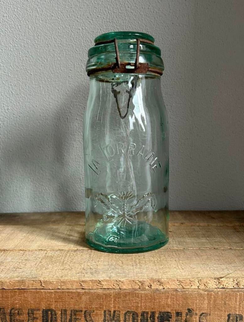 Groene glazen fles la lorrainne fles 1 liter, Ophalen of Verzenden