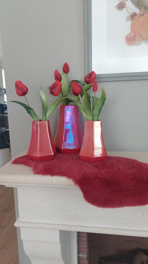 3 Daan Kromhout - Daira - Vazen - Parel Cerise - Keramiek, Overige materialen, Overige kleuren, Ophalen of Verzenden, Zo goed als nieuw