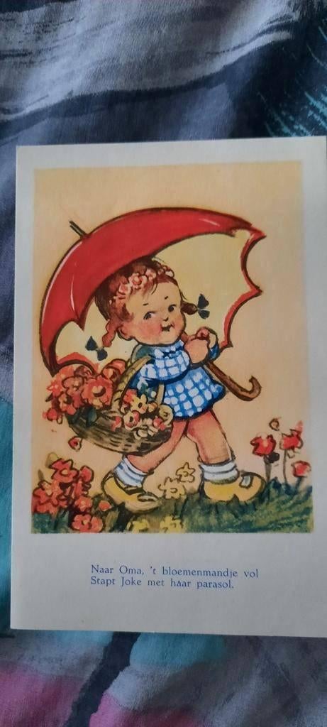 kaart met een gedichtje voor kinderen, Verzamelen, Ophalen of Verzenden, 1940 tot 1960, Ongelopen, Kinderen