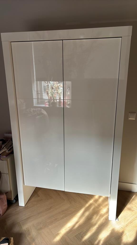 Babypark Kledingkast glossy wit B114 H190 D55 cm met rek, Ophalen, Gebruikt, Kast, 50 tot 70 cm