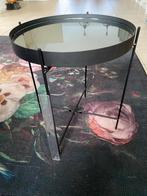 44 cm hoog zwart metalen spiegel tafeltje - diameter 36 cm, Huis en Inrichting, Tafels | Bijzettafels, Ophalen, Minder dan 45 cm