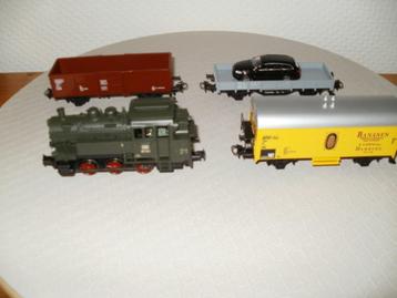 Marklin Ho stoomlokomotief BR80 dig.+3x wagon +auto. beschikbaar voor biedingen