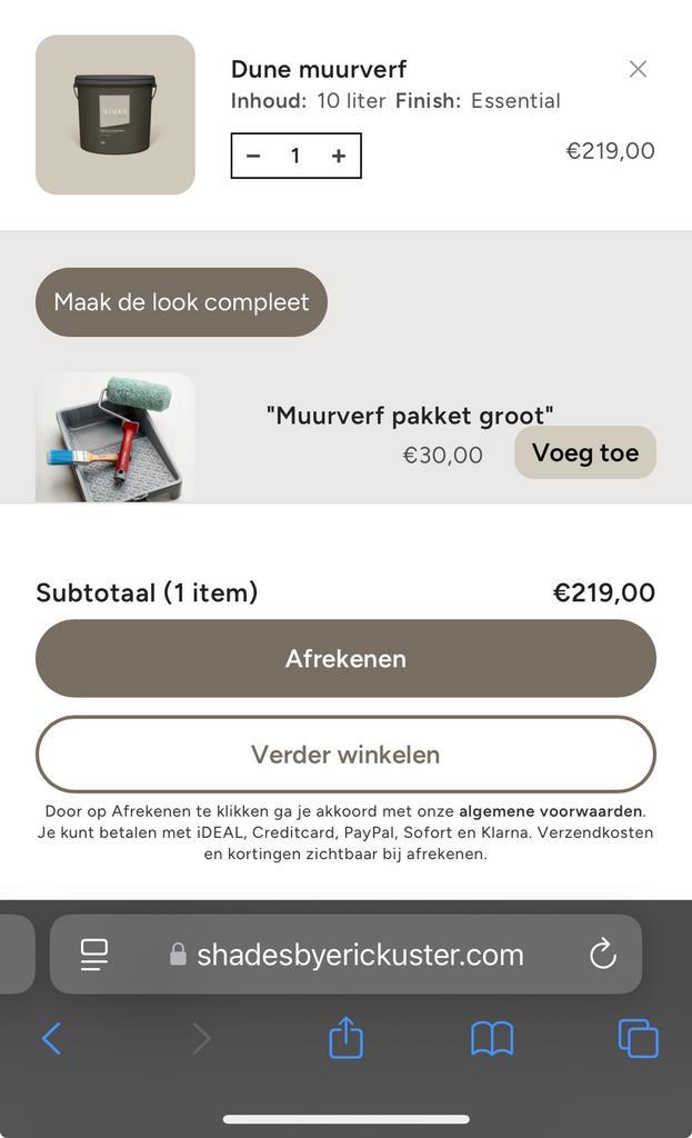 Shades by Eric Kuster muurverf Dune 10liter, Doe-het-zelf en Verbouw, Verf, Beits en Lak, Nieuw, Ophalen of Verzenden