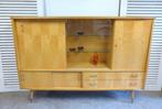 Prachtige vintage midcentury highboard buffetkast, Ophalen, Gebruikt, Met deur(en), Glas