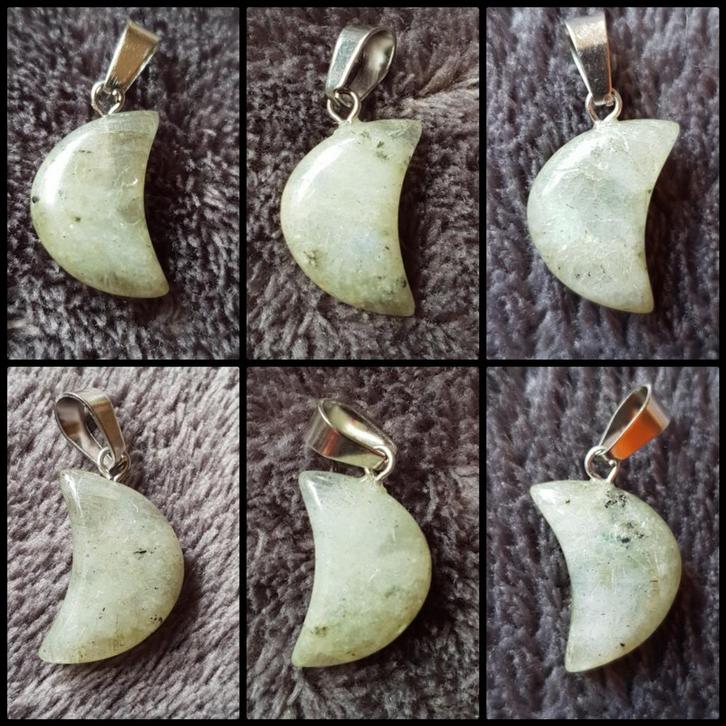 Labradoriet maan ketting hanger, Sieraden, Tassen en Uiterlijk, Edelstenen, Zo goed als nieuw, Ophalen of Verzenden