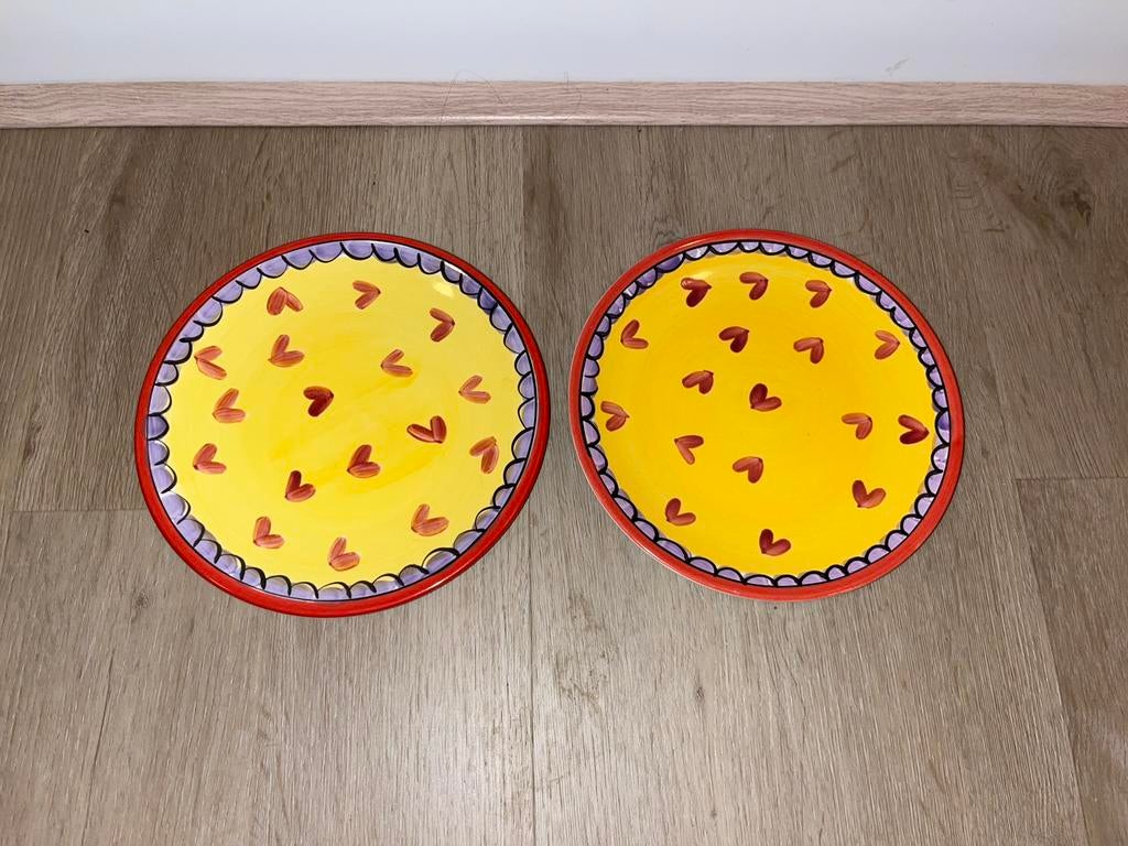 Gele gebaksbordjes hartjes Blond Amsterdam, Ophalen, Blond Amsterdam, Zo goed als nieuw, Bord(en)