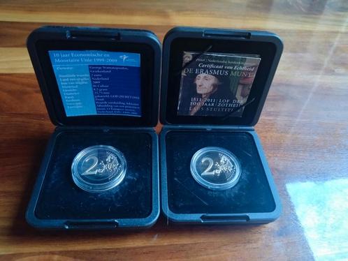 2 euro 2009 proof emu 2 euro 2011 proof erasmusmunt, Postzegels en Munten, Edelmetalen en Baren, Ophalen of Verzenden