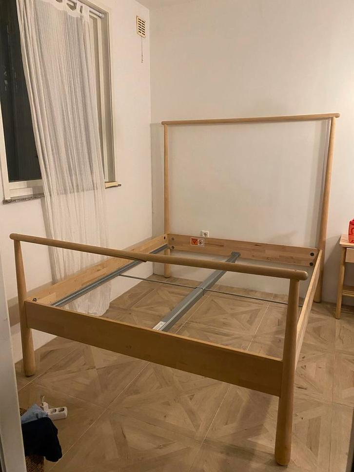 IKEA GÅSVÄR Tweepersoonsbed 160x200, Huis en Inrichting, Slaapkamer | Bedden, Gebruikt, Tweepersoons, 160 cm, 200 cm, Hout, Bruin