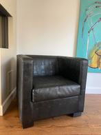 Zwart kroko leer fauteuil, Huis en Inrichting, Ophalen, Zo goed als nieuw, Kunststof, 50 tot 75 cm