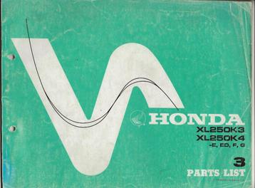 Honda XL250 K3 XL250 K4 parts list (1237z) beschikbaar voor biedingen