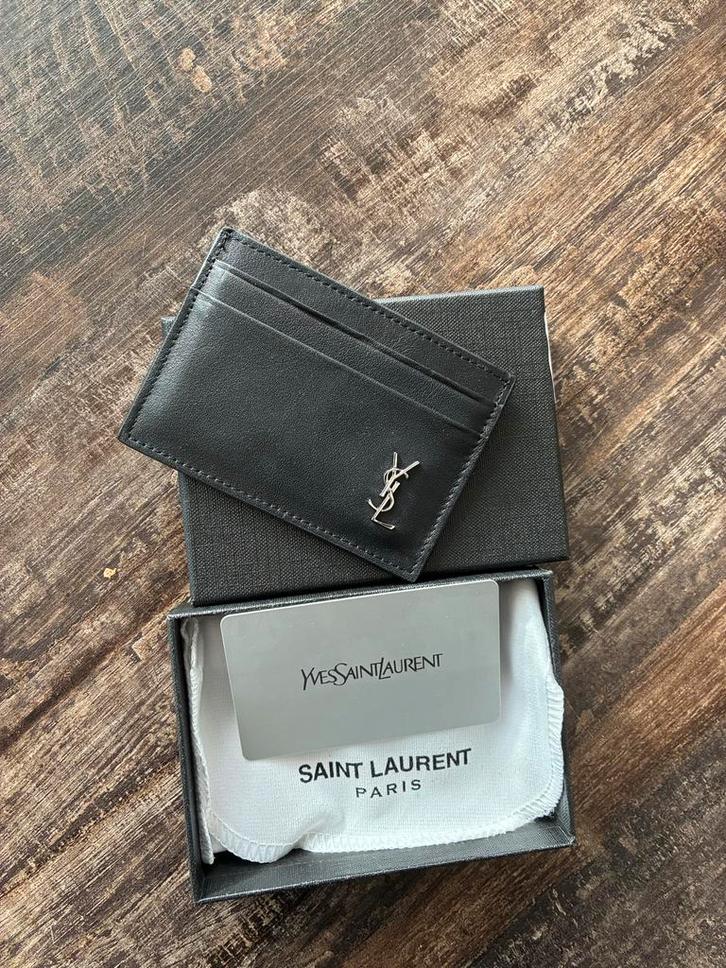 YSL Kaarthouder - Matte Zwart Leer, Sieraden, Tassen en Uiterlijk, Portemonnees, Zo goed als nieuw, Overige merken, Zwart, Leer