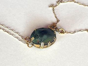 Antieke ketting 18 kt goud echte scarabee beschikbaar voor biedingen
