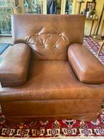 Grote lederen fauteuil, Ophalen, Minder dan 75 cm, Leer, Zo goed als nieuw