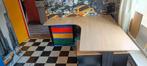 Hele nette hoek bureau, metalen frame blank hout werkblad., Ophalen, In hoogte verstelbaar, Zo goed als nieuw
