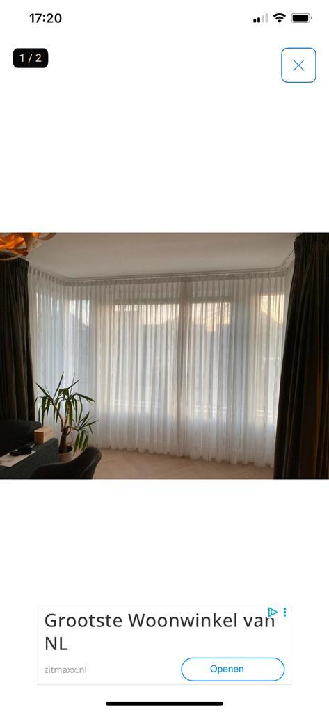 Vitrage/ gordijnen, Huis en Inrichting, Stoffering | Gordijnen en Lamellen, Zo goed als nieuw, 200 cm of meer, Ophalen of Verzenden