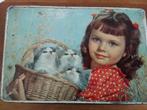 vintage reklame blik meisje met kittens, Ophalen of Verzenden, Gebruikt, Overige, Overige merken