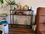 Bijzettafel / Consoletafel – Industrieel hout & metaal, Ophalen, Minder dan 55 cm, Metaal of Aluminium, Zo goed als nieuw