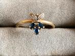 Gouden ring met vlindertje, saffieren, Ophalen of Verzenden