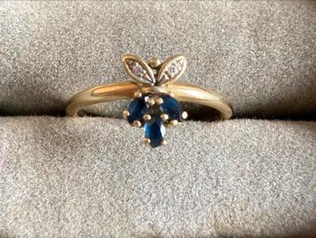 Gouden ring met vlindertje, saffieren beschikbaar voor biedingen
