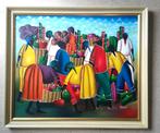 Markt in Haïti ca. 1990 - gesigneerd Jackson, Ophalen of Verzenden