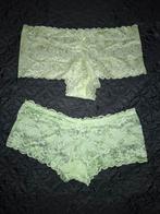 Groene kanten slipjes set, Kleding | Dames, Ondergoed en Lingerie, Verzenden, Groen, String