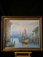 Haven aanzicht, Antiek en Kunst, Kunst | Schilderijen | Klassiek, Ophalen of Verzenden