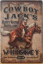 Cowboy Jack's whiskey reclamebord van metaal wandbord, Verzamelen, Merken en Reclamevoorwerpen, Reclamebord, Ophalen of Verzenden