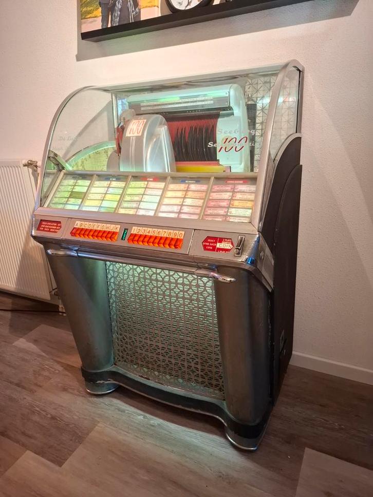 Seeburg HF100G Jukebox - Ongestaureerd, Verzamelen, Automaten | Jukeboxen, Gebruikt, Seeburg, 1950 tot 1960, Ophalen