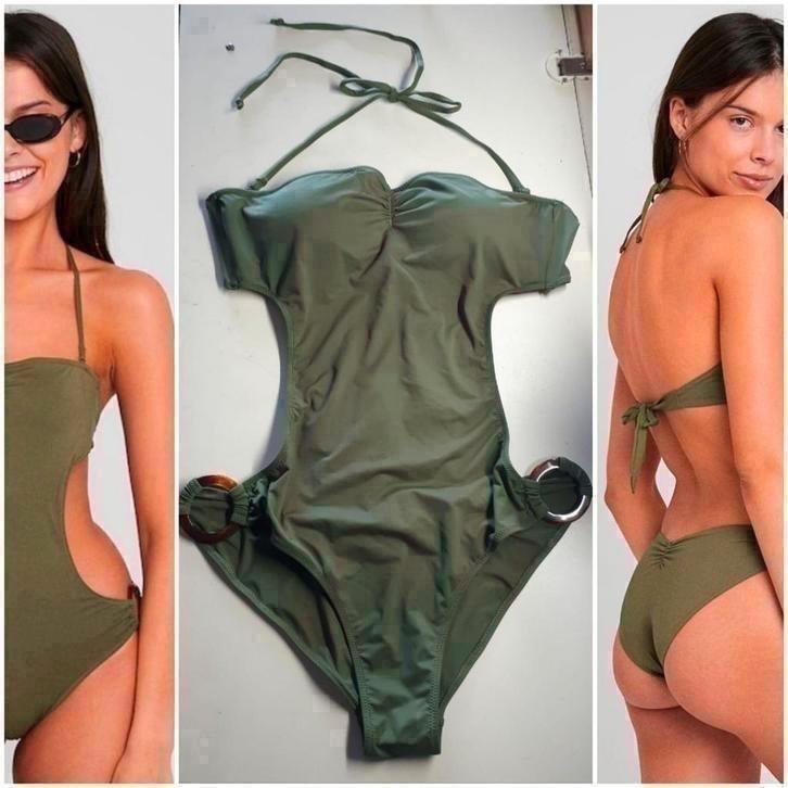 Nieuw: monokini L 40 groen - halter bikini badkleding, Kleding | Dames, Badmode en Zwemkleding, Nieuw, Badpak, Groen, Ophalen of Verzenden