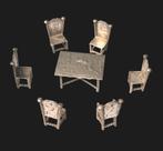 Zilver Antiek Hollands miniatuur  tafel met 6 stoelen, Antiek en Kunst, Antiek | Goud en Zilver, Ophalen of Verzenden, Zilver