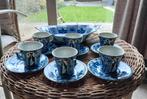 Vintage Blauw Wit Servies - Kopjes, Schotels & Schaal, Antiek en Kunst, Ophalen of Verzenden