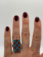 A508 Prachtige zilveren ring turkoois koraal maat 18, Sieraden, Tassen en Uiterlijk, Ringen, 18 tot 19, Ophalen of Verzenden, X