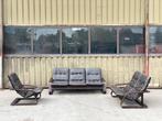Scandinavische sofaset, ca 1980’s, Huis en Inrichting, Banken | Complete zithoeken, Ophalen of Verzenden, Zo goed als nieuw, Hout