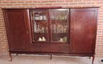 Vintage houten buffetkast met glazen deuren, Huis en Inrichting, 150 tot 200 cm, Met deur(en), 50 tot 75 cm, Antiek