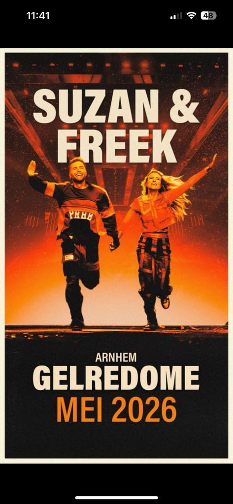 Ruilen, 2 gouden tickets Suzan en Freek vrij 22 mei naar zo, Tickets en Kaartjes, Evenementen en Festivals, Twee personen